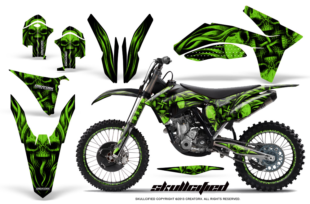 KTM C7 2011 SX-F Graphics Kit Skullcified Green NP Rims